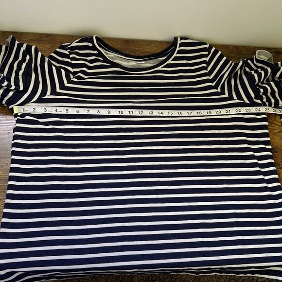 Old Navy XXL Navy & White Striped Ruffled Long Sleeve Sweater - Picture 5 of 10